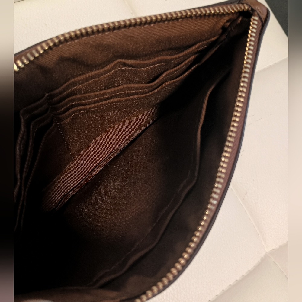 ❤️ COACH Signature PVC Coated Canvas Wristlet Wallet Brown Black 🎀 - Picture 5 of 5